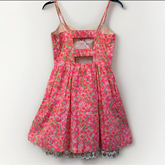 Lilly Pulitzer Pink Mini Dress Size 2 Spaghetti Straps - Picture 3 of 16